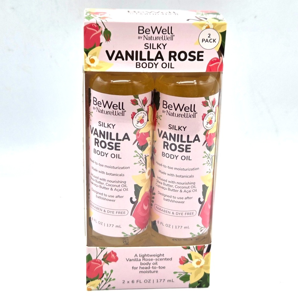 BeWell by NatureWell Vanilla Rose Silky Soft Body Oil, 2 Pack (6oz)